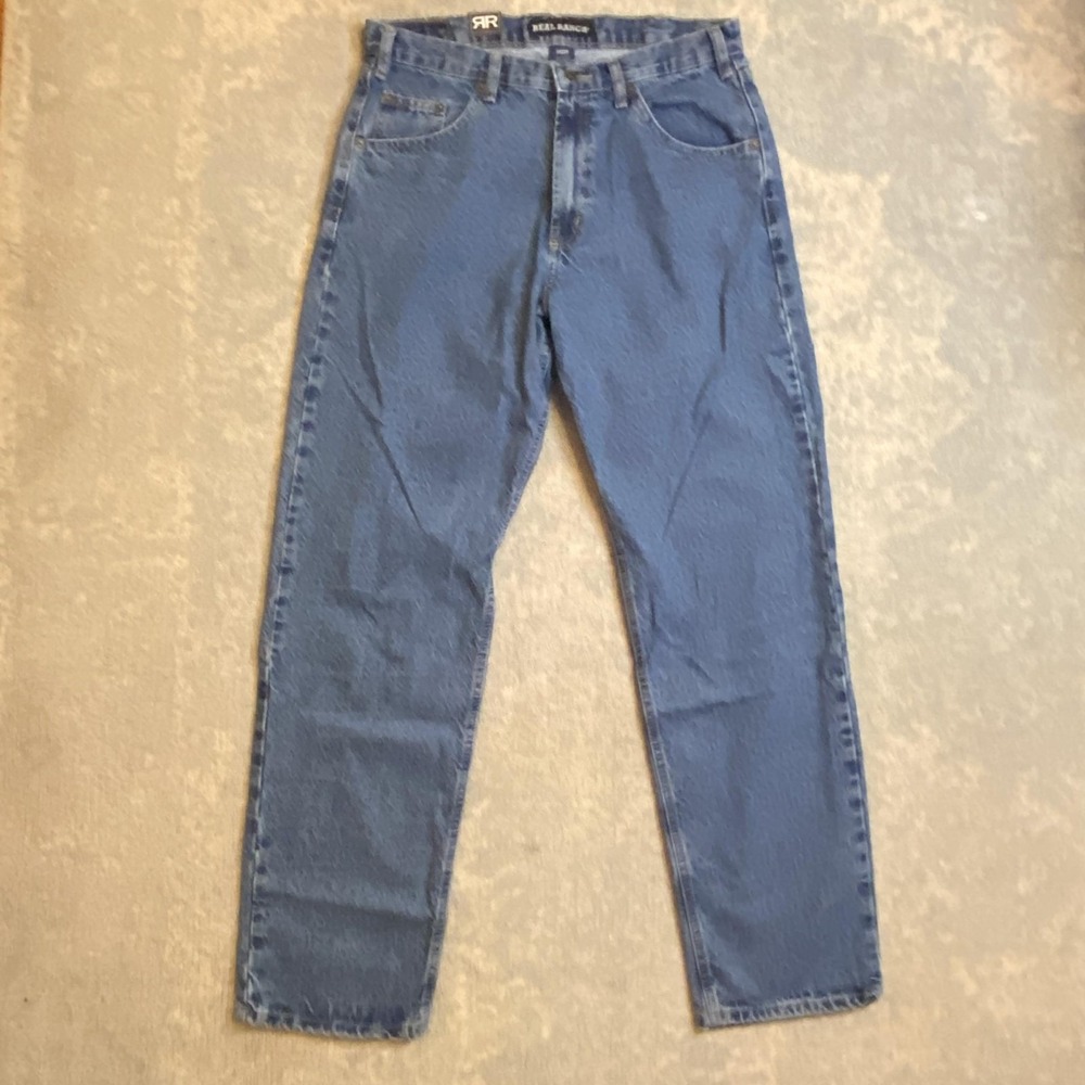Real Ranch Workwear Jeans Mens 34x34 Blue Medium Wash Relaxed Straight Denim